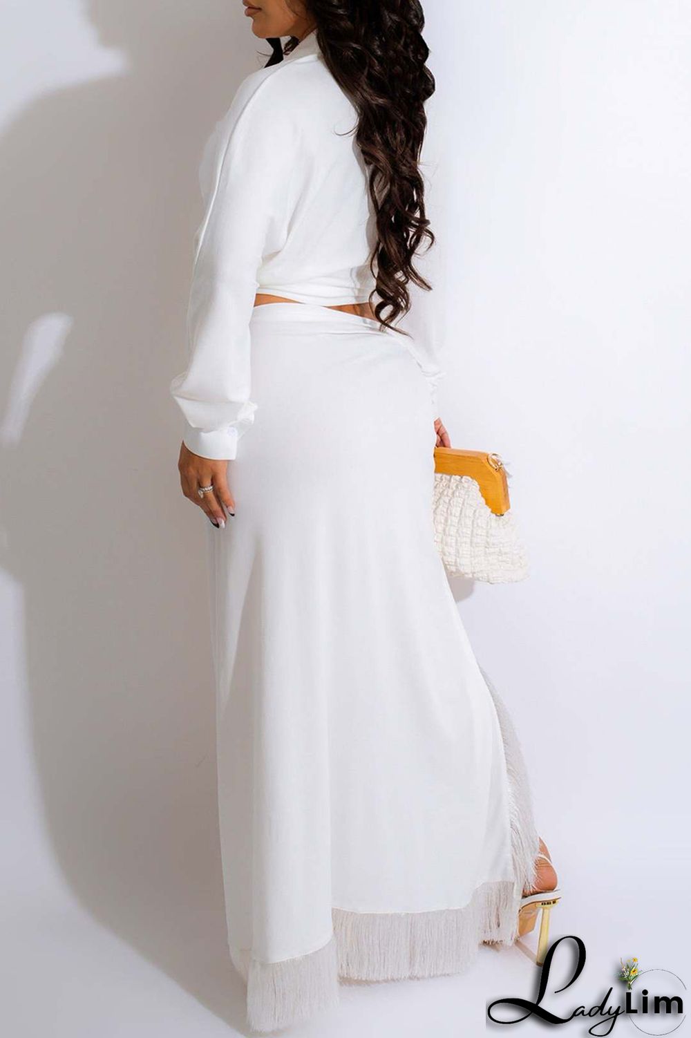 Blue Casual Solid Frenulum Slit Turndown Collar Long Sleeve Two Pieces