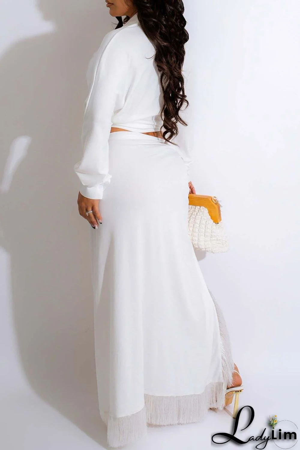 Blue Casual Solid Frenulum Slit Turndown Collar Long Sleeve Two Pieces