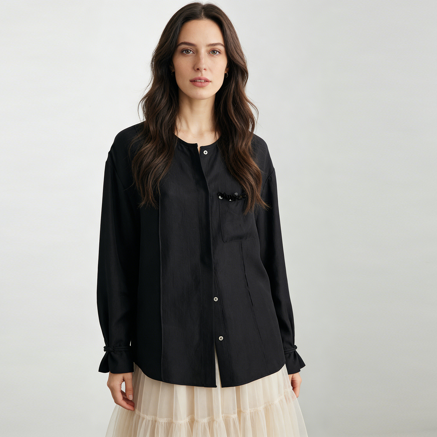 Silk Blouse Top with Beaded Detail REAL SILK LIFE