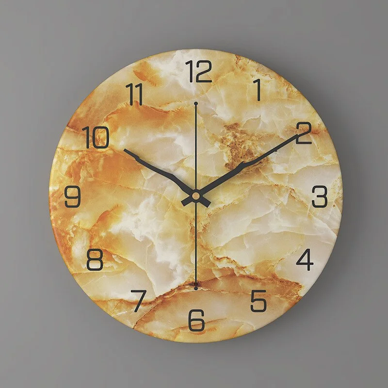 Imitation Marble Clock European Style  Home Living Room Fashion Creative Wall Clock Bedroom 30cm Metal Digital Clock