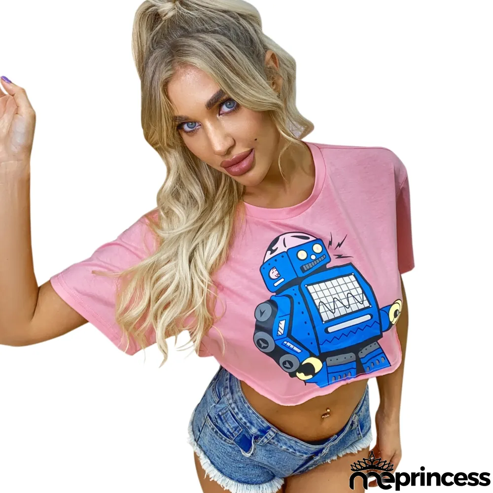 Summer Pink Print Crop Top