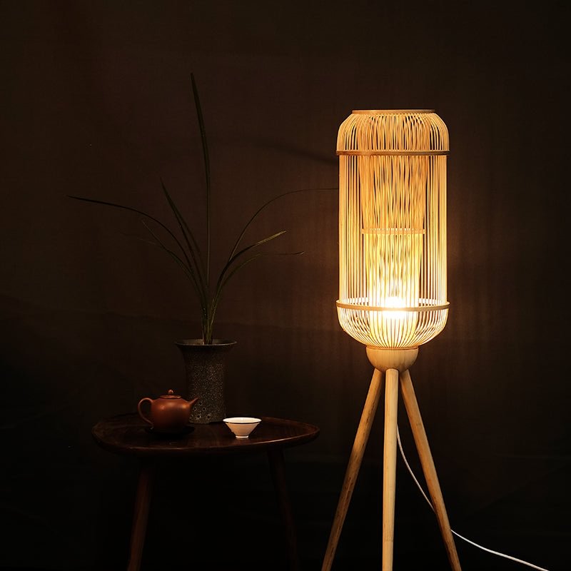 Handmade Bamboo Floor Lamp Creative Handicraft Art Floor Lights