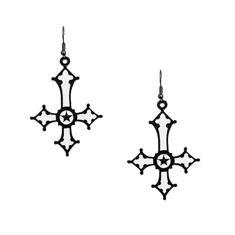 Halloween Gothic Cross Earrings Ear Clip