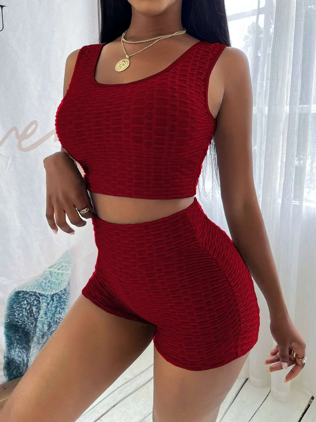 Women's Pineapple Grid Breathable Sports Suit