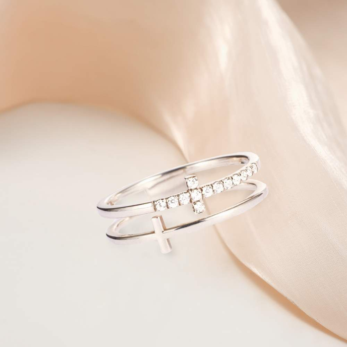 To My Granddaughter | Pray | Twin Band Cross Ring