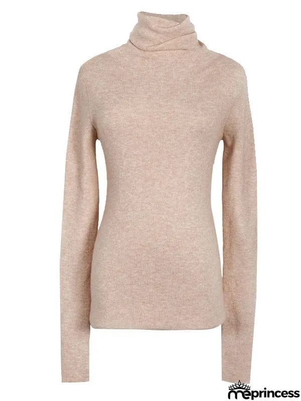 Simple Skinny Long Sleeves Solid Color Sweater Tops