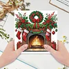(US Only)6PCS DIY Diamond Art Greeting Cards Christmas Fireplace Congratulations Cards