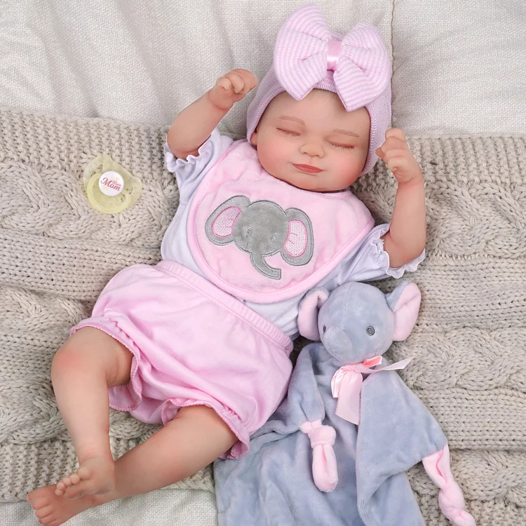 Babeside Skylar 17" Truly Reborn Infant Baby Girl with Doll Pink Elephant