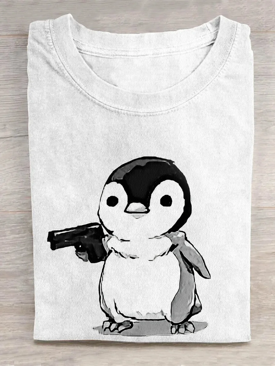 Eagerlys The Little Penguin Holding A Gun T-shirt Eagerlys