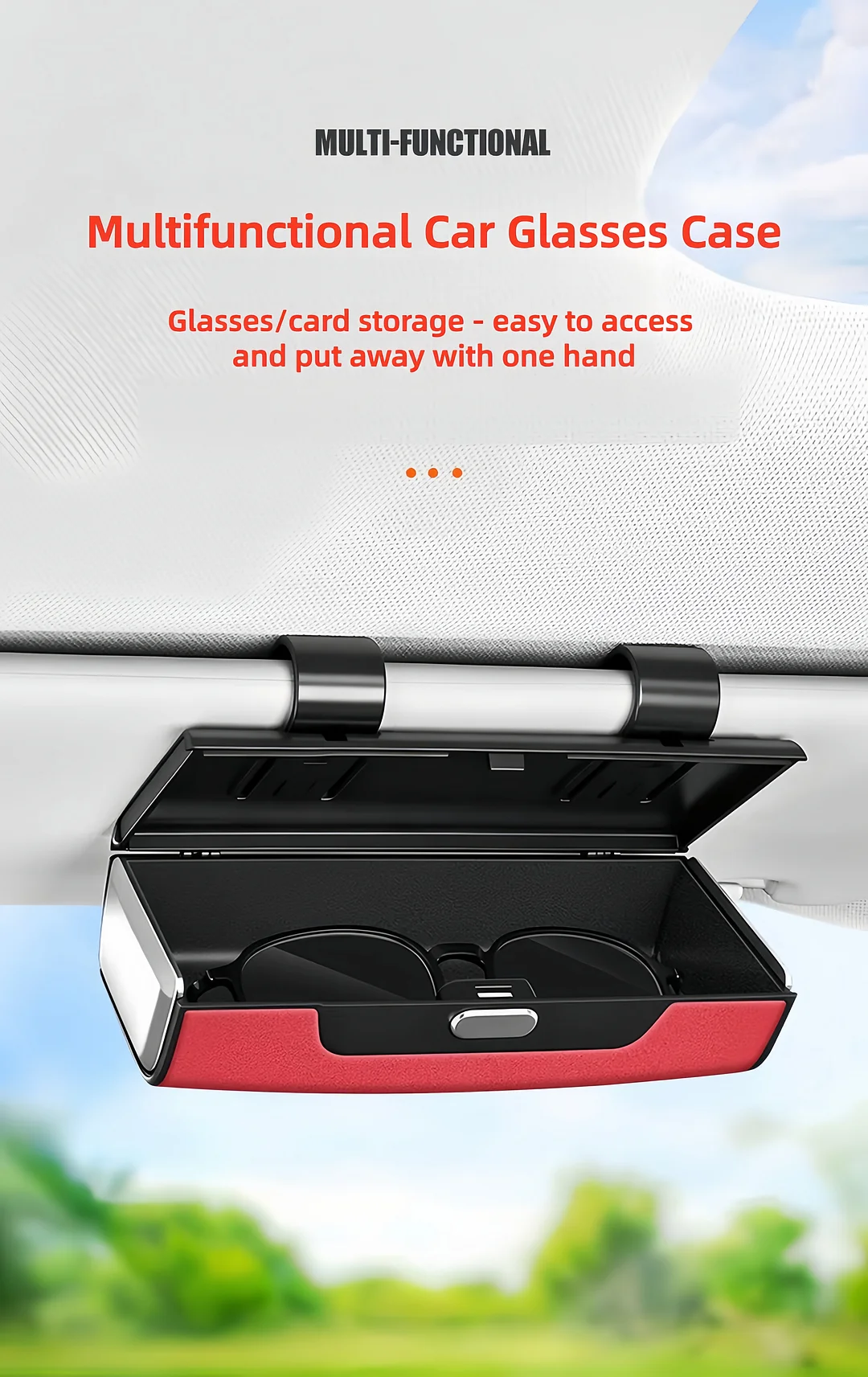 Suede multi-functional car sun visor and glasses case (customizable with car logo)
