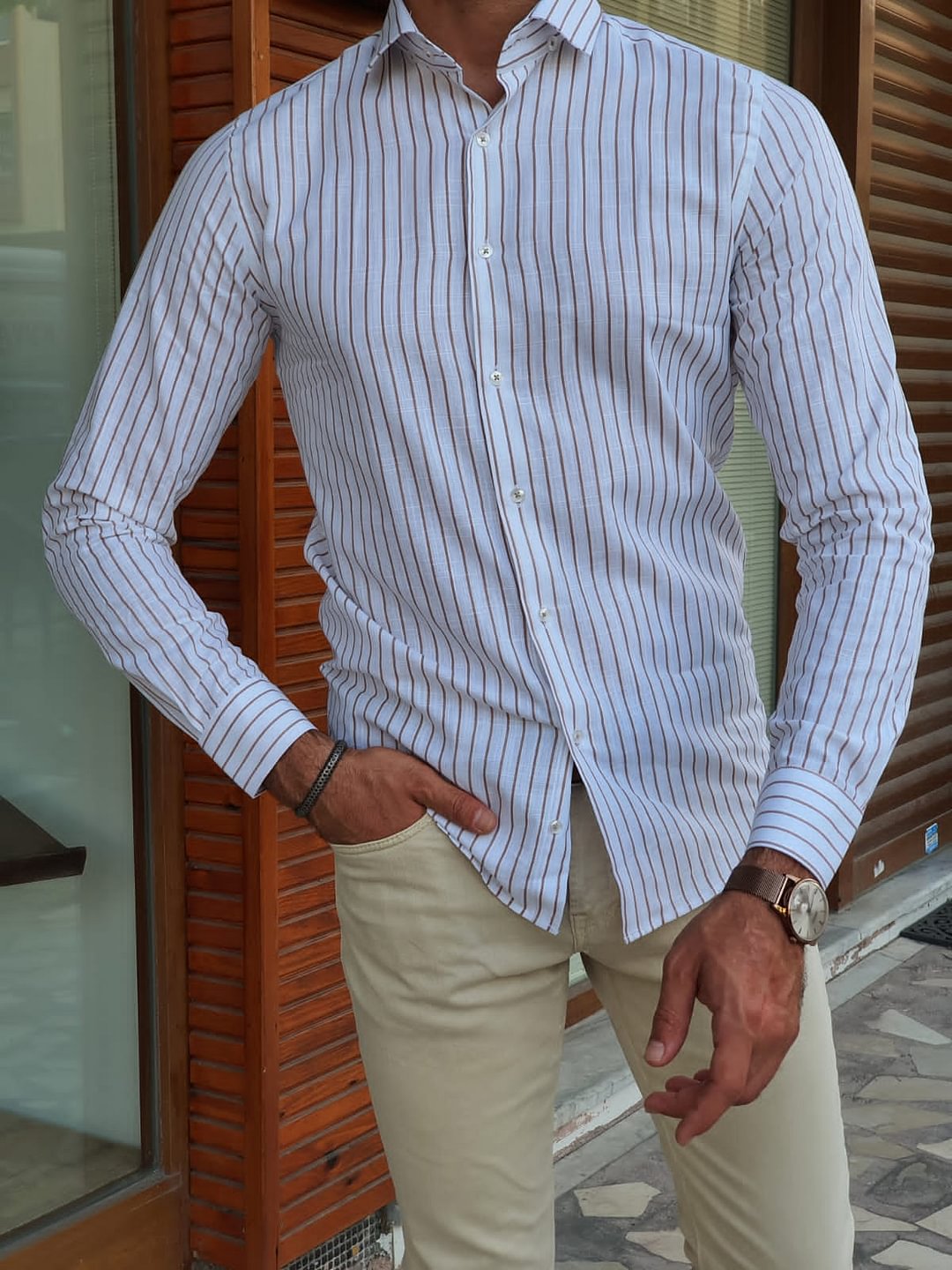 SlimFit White & Black Shirt