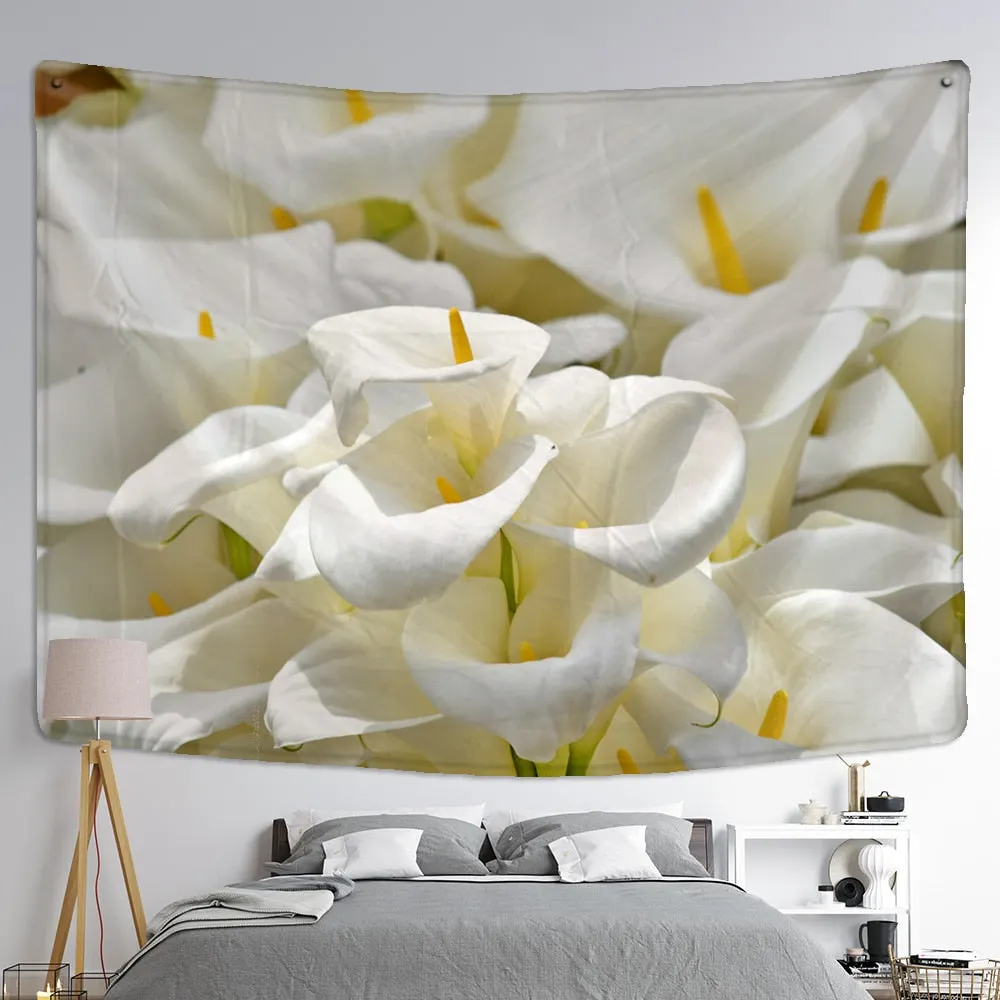 Flowers Floral Tapestry Wall Hanging Bohemian Style Natural Plant Art Ins Hippie Tapiz Mandala Home Decor