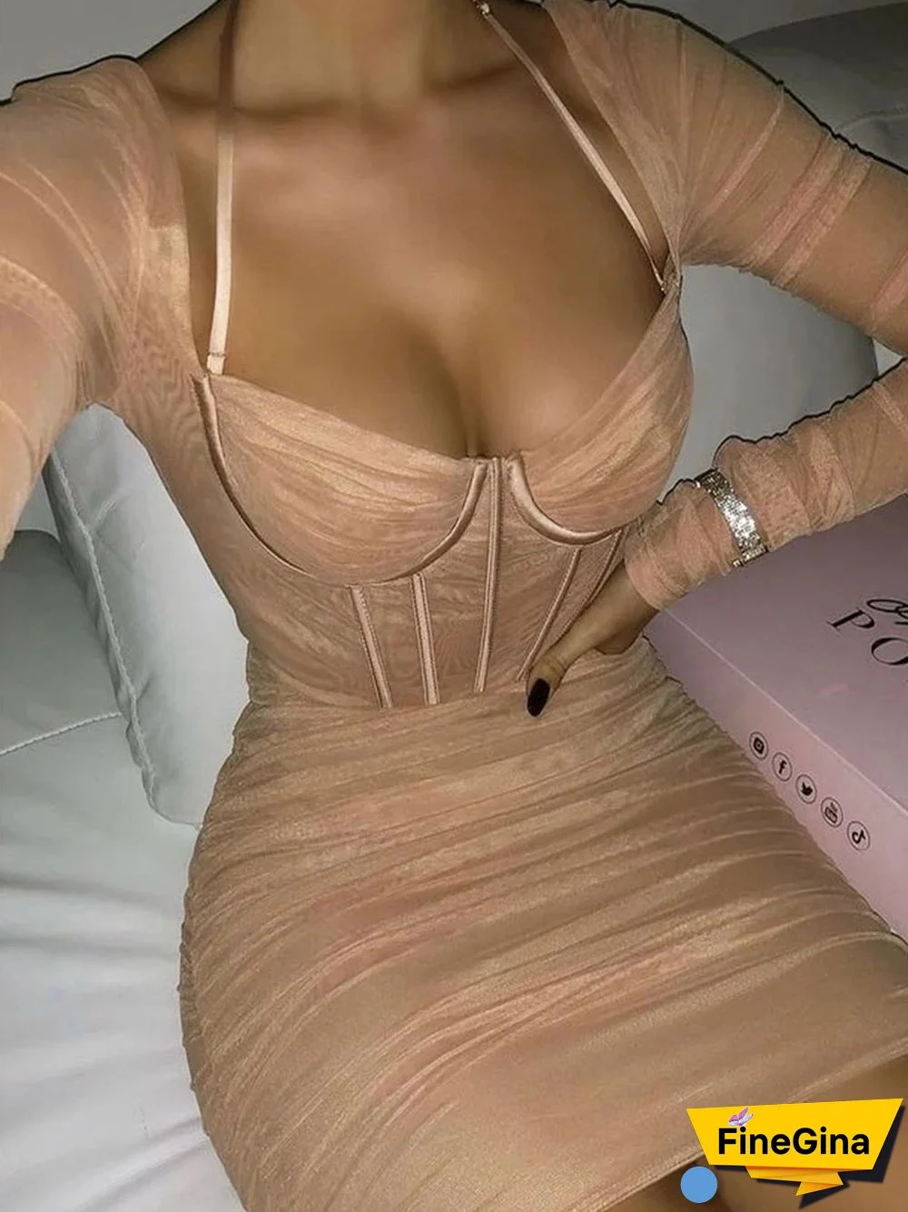 Avrilyaan One Shoulder Mesh Sexy Bodycon Dresses Women White Pleated Mini Summer Dress Vestidos Elegant Club Party Dresses