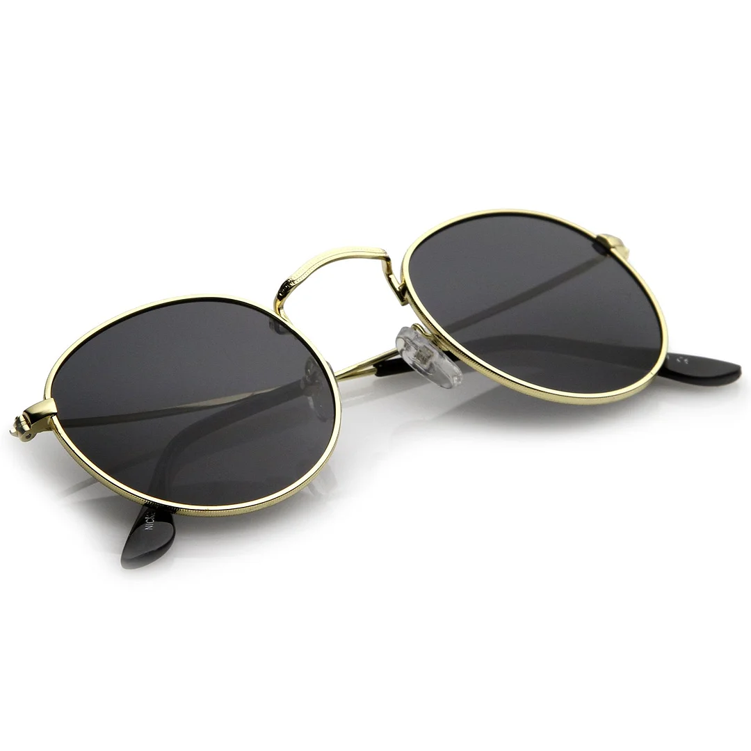 Classic Full Metal Frame Slim Temple Round glasses 45mm