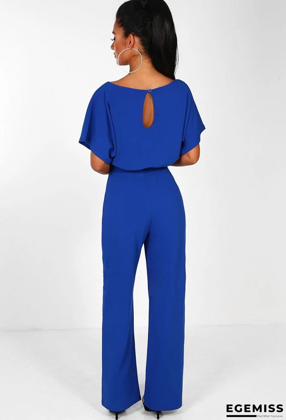 Button Lace-up Short-sleeved Jumpsuit | EGEMISS