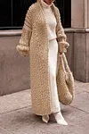 Women's Stylish Warm Long Solid Color Chunky Knit Cardigan