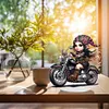 Fille chevauchant une moto-perceuse &agrave; un seul c&ocirc;t&eacute;-ornement de bureau en diamant