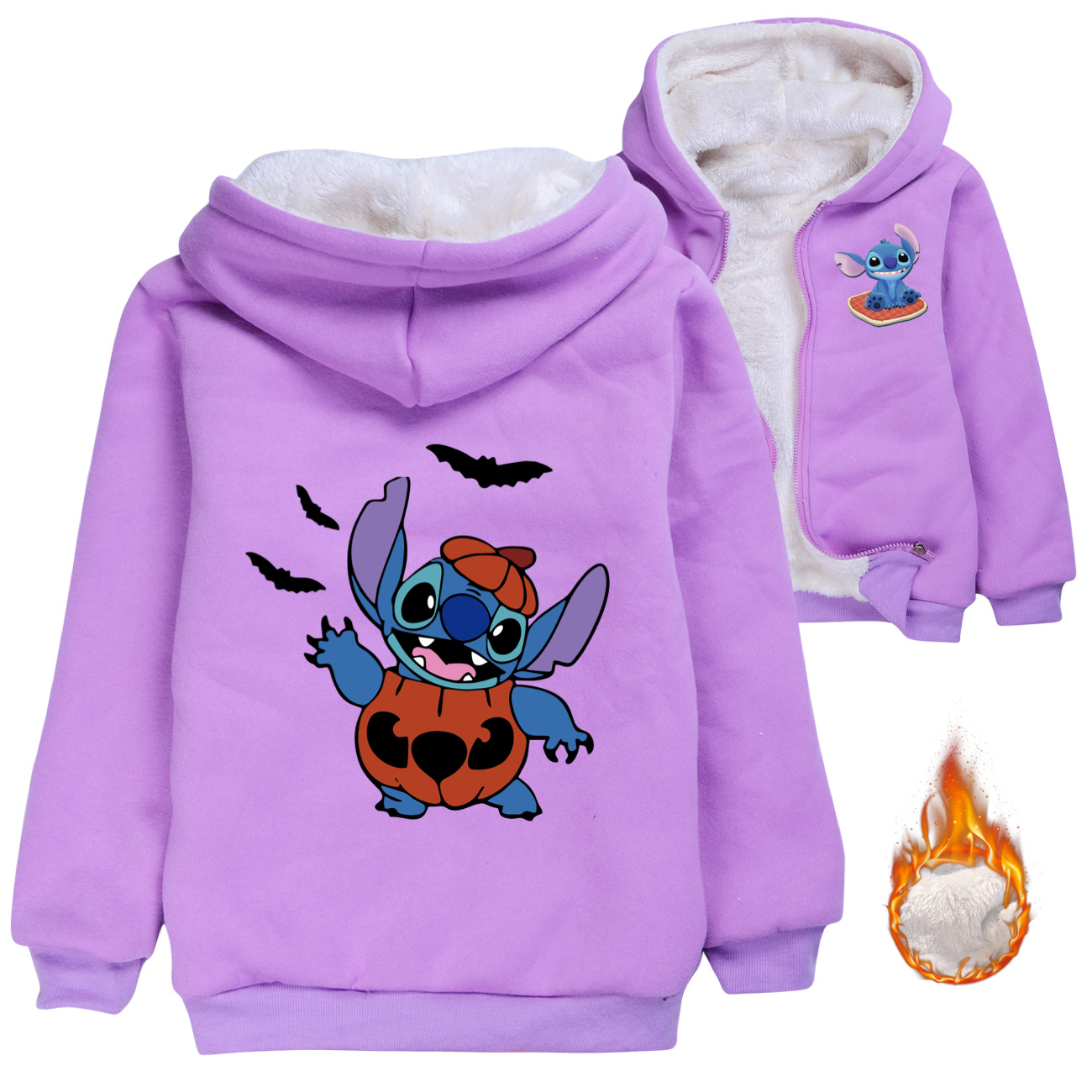 Stitch Halloween Kids Zipper Cotton Coat for Boys & Girls - Winter Warmth 3722 -Mayoulove