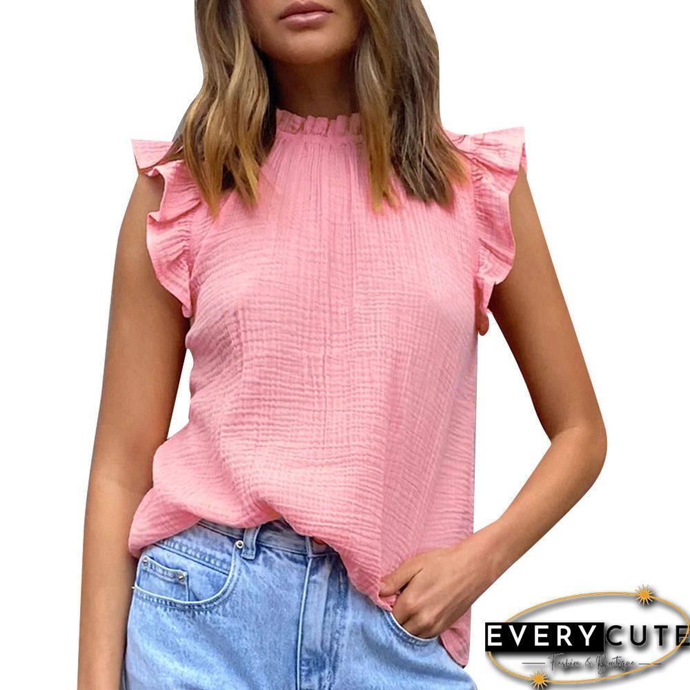 Cap Sleeve Crew Neck Casual Top