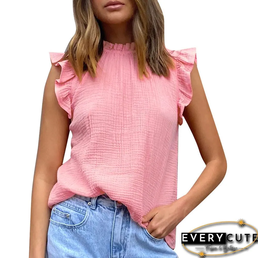 Cap Sleeve Crew Neck Casual Top