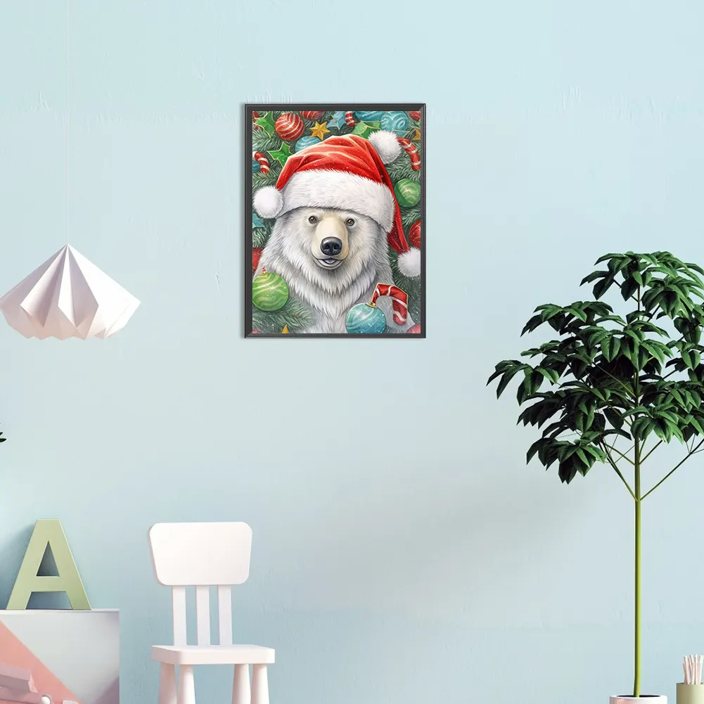 Partial AB Diamond Painting - Full Square Drill - Xmas Bear(Canvas|35*45cm)