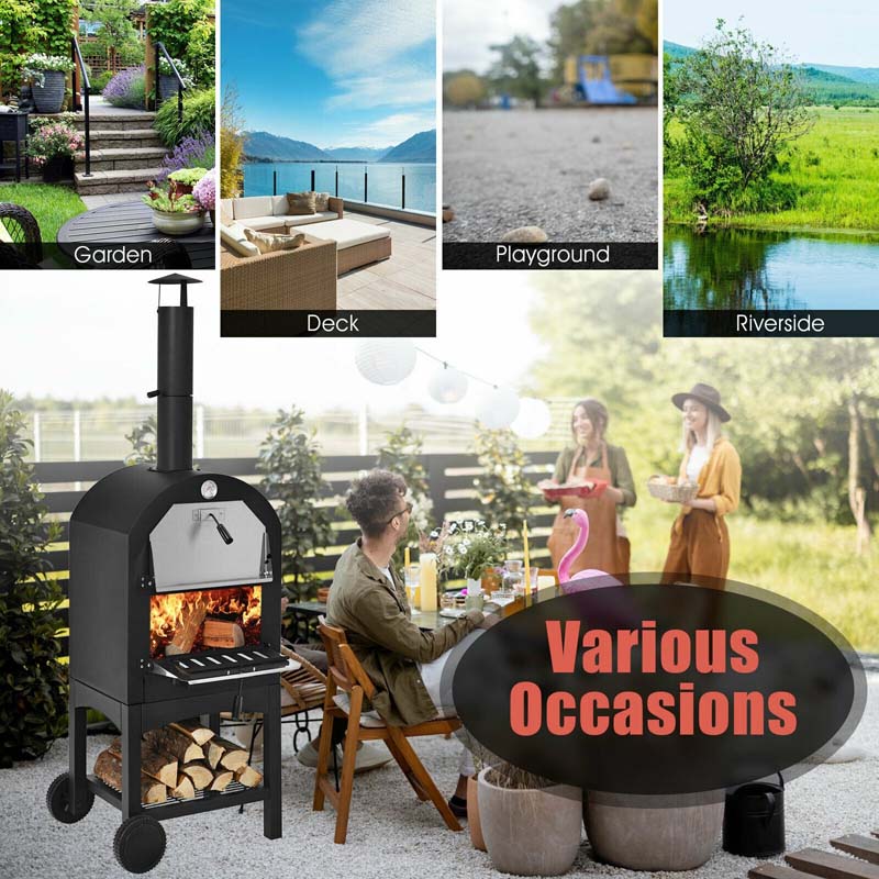 Outdoor Portable Pizza Oven with Pizza Stone and Waterproof Cover