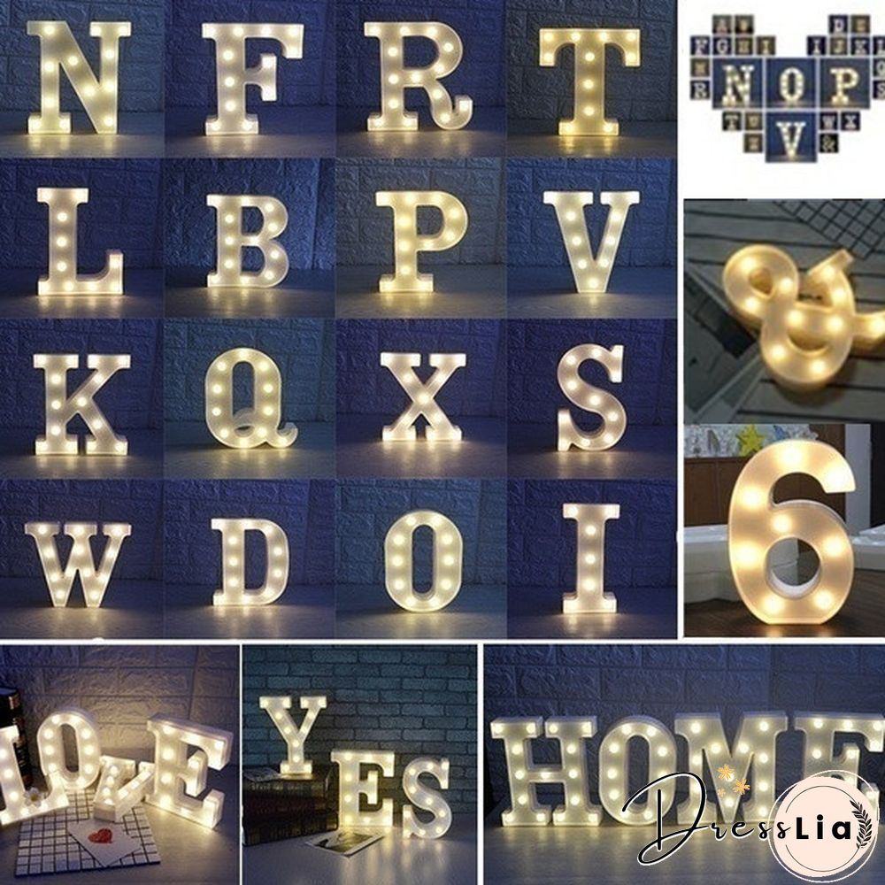 26 Letter LED Lights Luminous Number 0-9Lamp Wedding Birthday Christmas Decoration Decoration Battery Night Light Party Bedroom