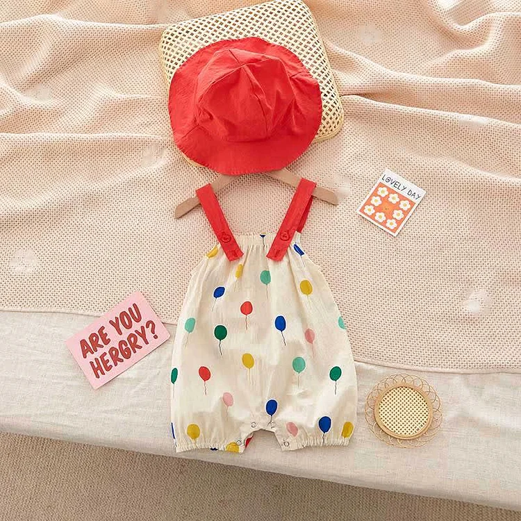 Baby Balloon Strap Romper with Hat