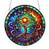 (25cm)DIY Acrylic Jigsaw Puzzle Window Hanging with Hanging Chain DIY Stained Glass Decoration Round Window Puzzle Decor for DIY Craft Project (Stained Glass Tree of Life)