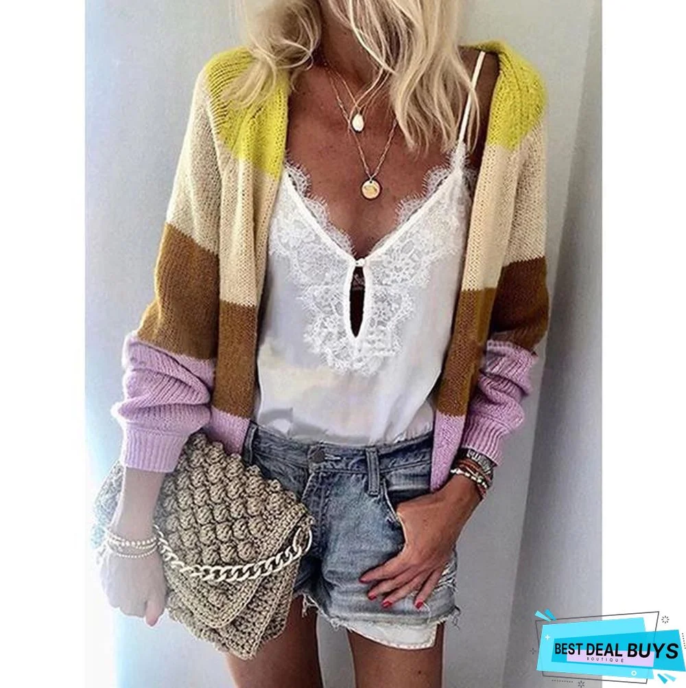 Women's Autumn Multi-Color Knitting Cardigan