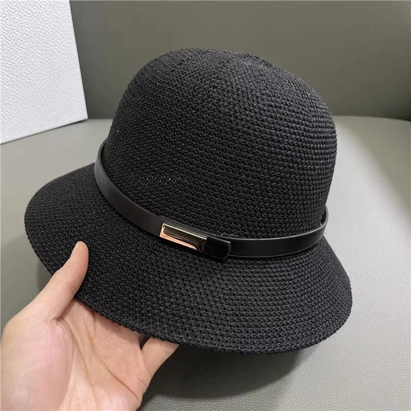 Summer New Fisherman Hat Women’s Fashion Sunshade Sunscreen Basin Hat Outdoor Top Hat Cotton Linen Knitted Sun Hat