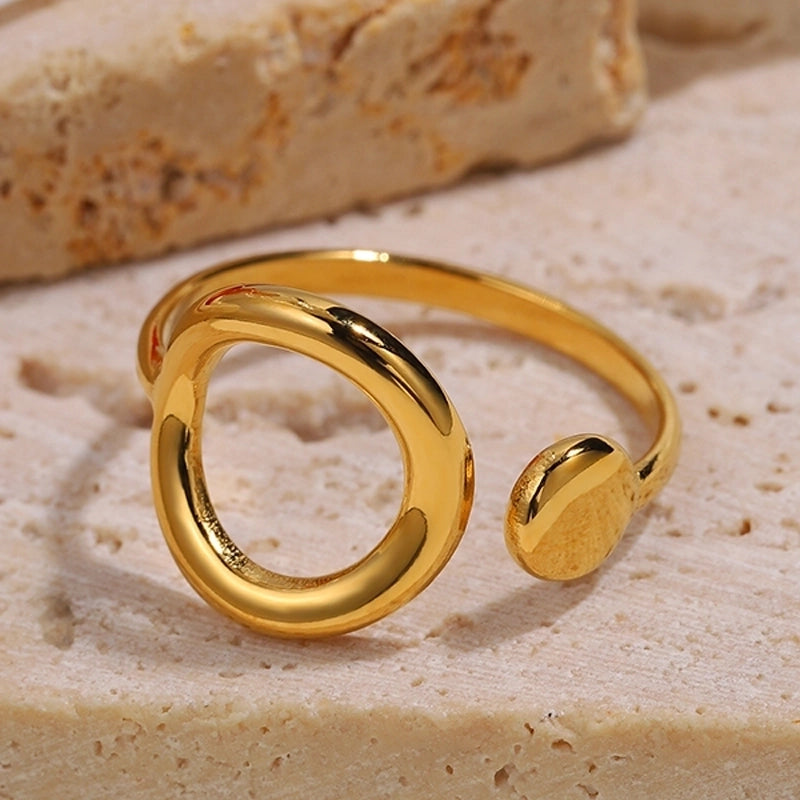 Elegant Minimalist Classic Style Solid Color 304 Stainless Steel Zircon Inlay Open Rings