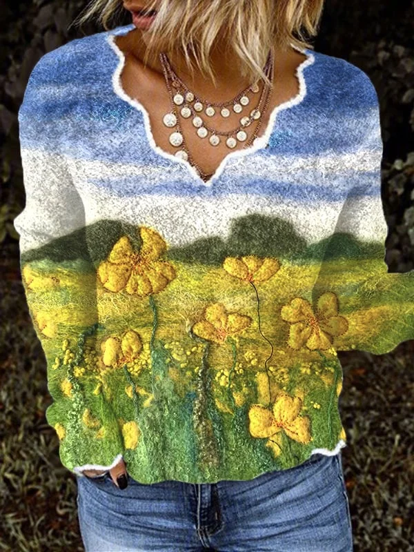 Women's Casual Floral Print Sweater