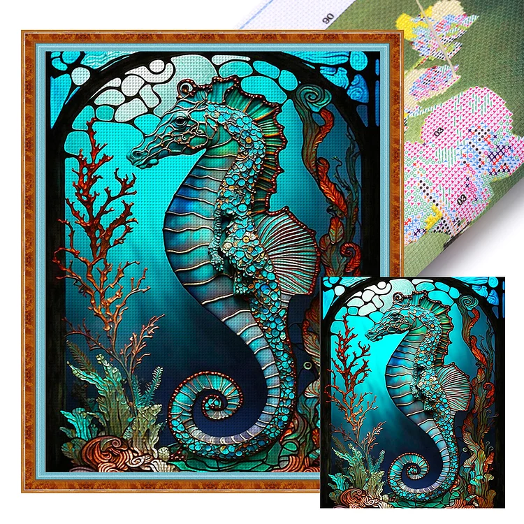 【Huacan Brand】Sea Life - Seahorse 14CT Stamped Cross Stitch 45*55CM