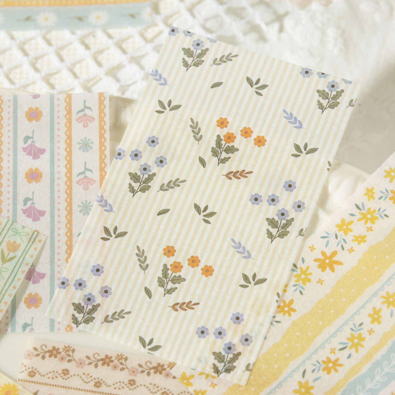 와시 스티커 - 꿈의 짜임새 꽃 시리즈 빈티지 꽃무늬