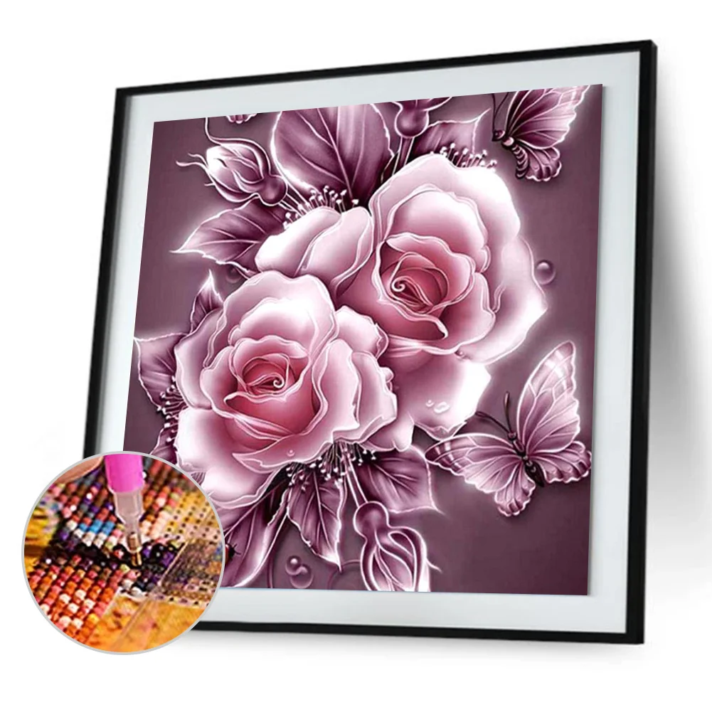 Diamond Painting - Full Round Drill - Pink Rose(30*30cm)