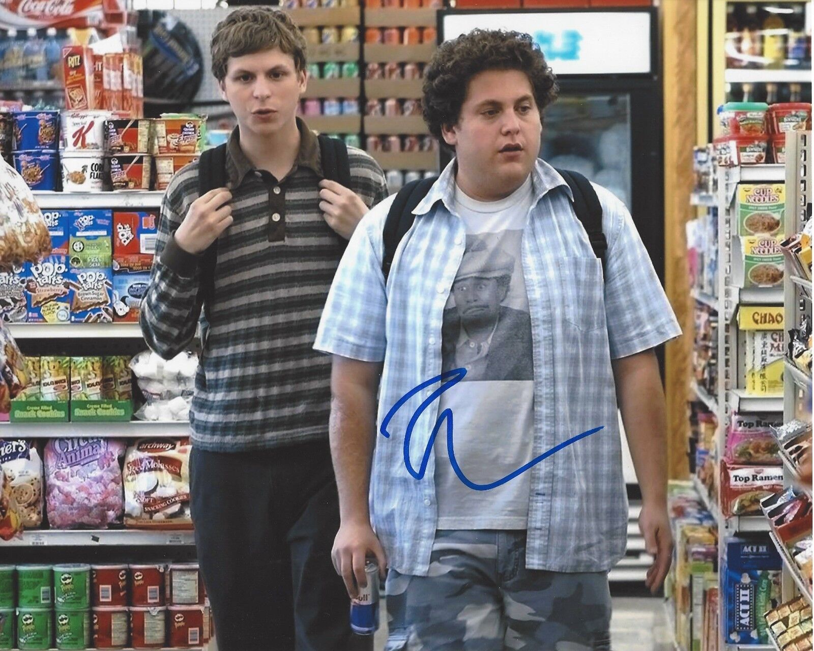 ACTOR JONAH HILL SIGNED SUPERBAD MOVIE 8X10 Photo Poster painting B W/COA SETH 2007