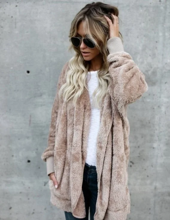 2021 plush warm top mid-length double-sided anti-fur coat oversized sweatshirt