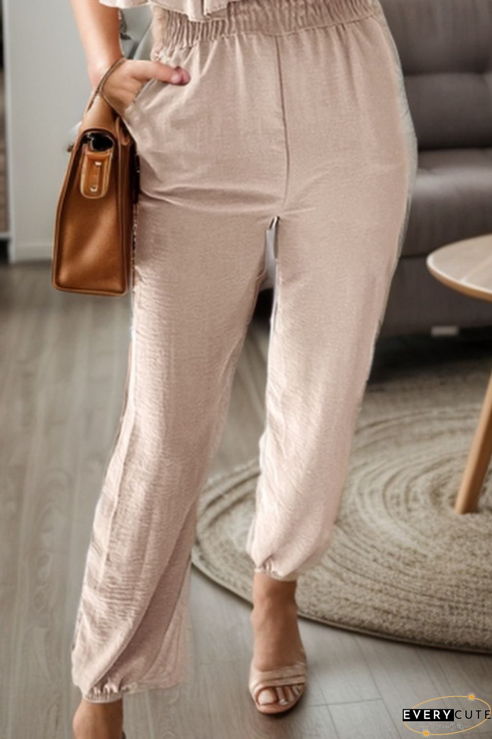 Ruffled Scoop Neck Spaghetti Strap Jumpsuit