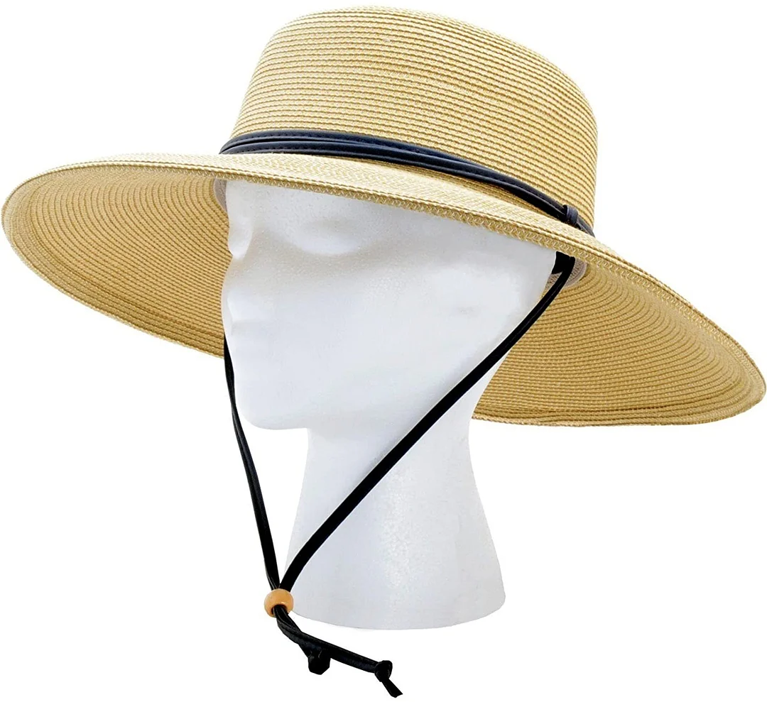 Braided Wide Floppy Hat, Coffee Cream, UPF 50+ Maximum Sun Protection