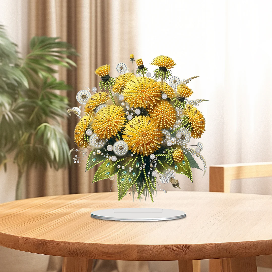 2D Flat Dandelion DIY Desktop Diamond Art Kits Bedroom Table Decoration