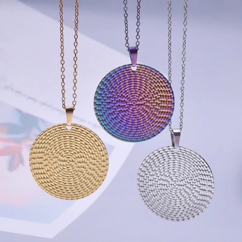 1 Piece 304 Stainless Steel Round Pendant3