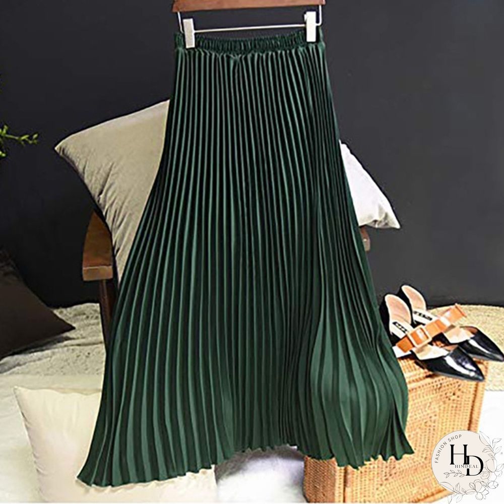 Summer New Fashion Women's Skirt One Size Multicolor Solid Pleated Skirt