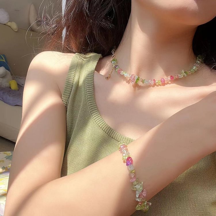 Crystal Shard Beaded Bracelet Necklace KERENTILA