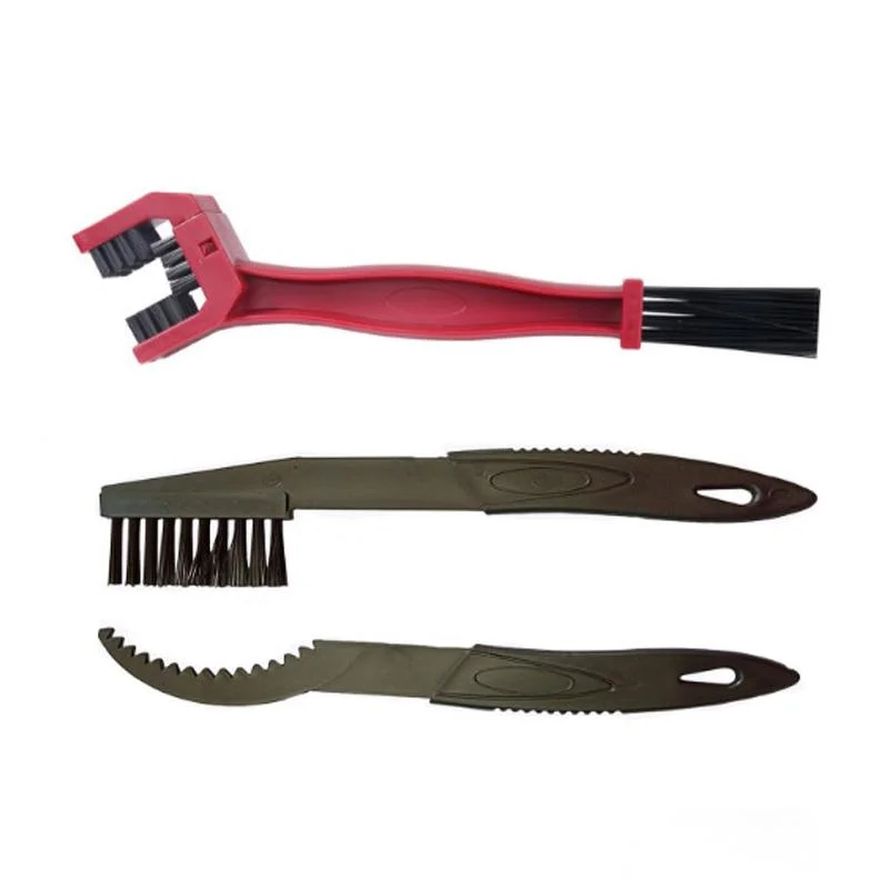 5 Set BG-7168 Bicycle And Motorcycle Cleaning Brush Three-Sided Chain Brush, Colour: Red + Small Brush