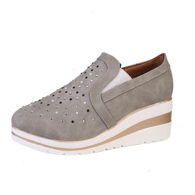 Autumn Women Platform Wedges Vulcanized Ankle Boots Height Increasing Female High Heel Shoes Ladies Fashion Plus Size 35-43