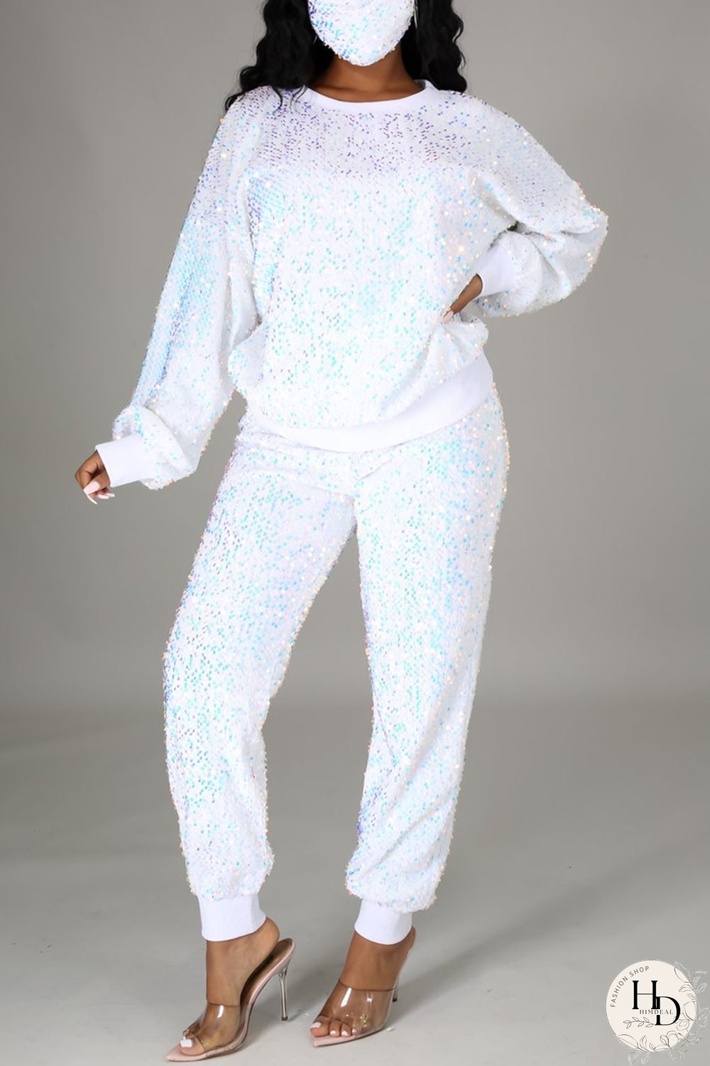 White Fashion Casual Long Sleeve O Neck Regular Sleeve Regular Patchwork Two Pieces