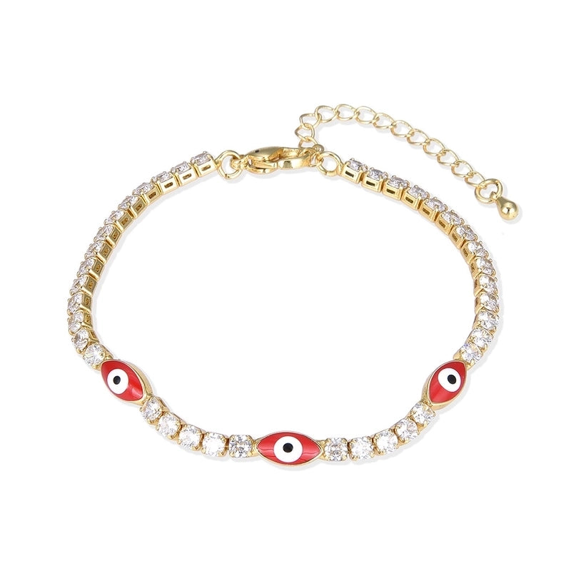 Retro Devil’s Eye Copper Inlay Zircon Bracelets 1 Piece