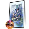 (Grande Taille) Cadre peinture &eacute;toile fleur bluebird-plein diamant rond peinture-40 * 60cm