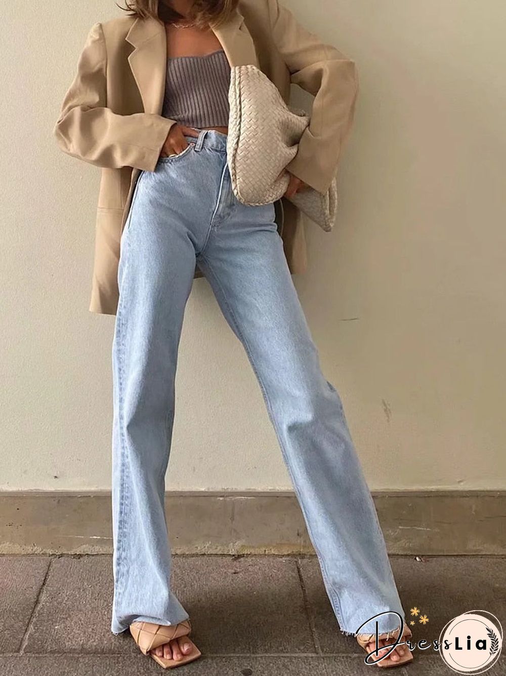 Casual Fashion Straight Leg Women's Jeans Denim Bottom Harajuku Boyfriend Long High Waist Baggy Jeans Fall Pants